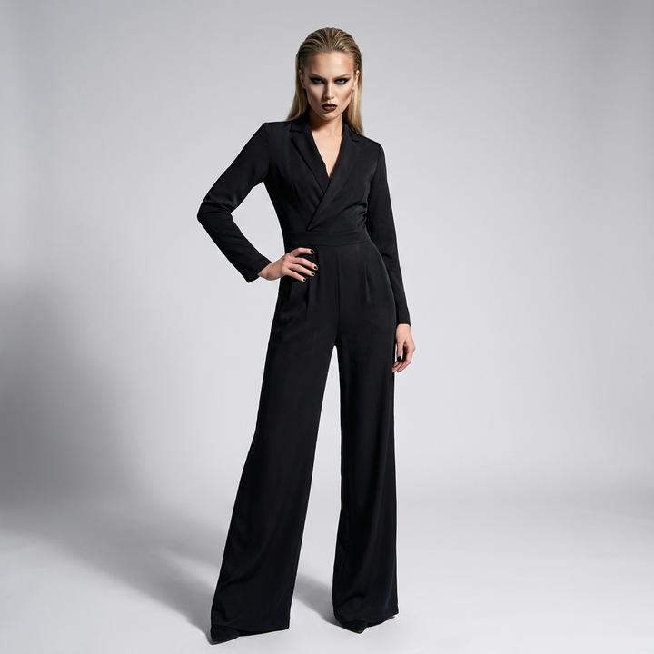 Bred stroppe damejumpsuit – Slank silhuet