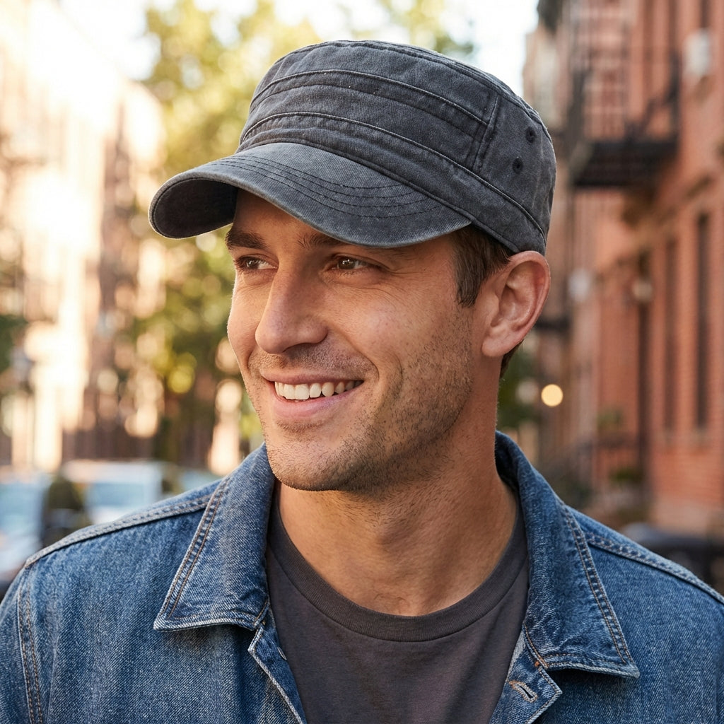 Retro Army Beanie til mænd – Klassisk militærstil med moderne detaljer
