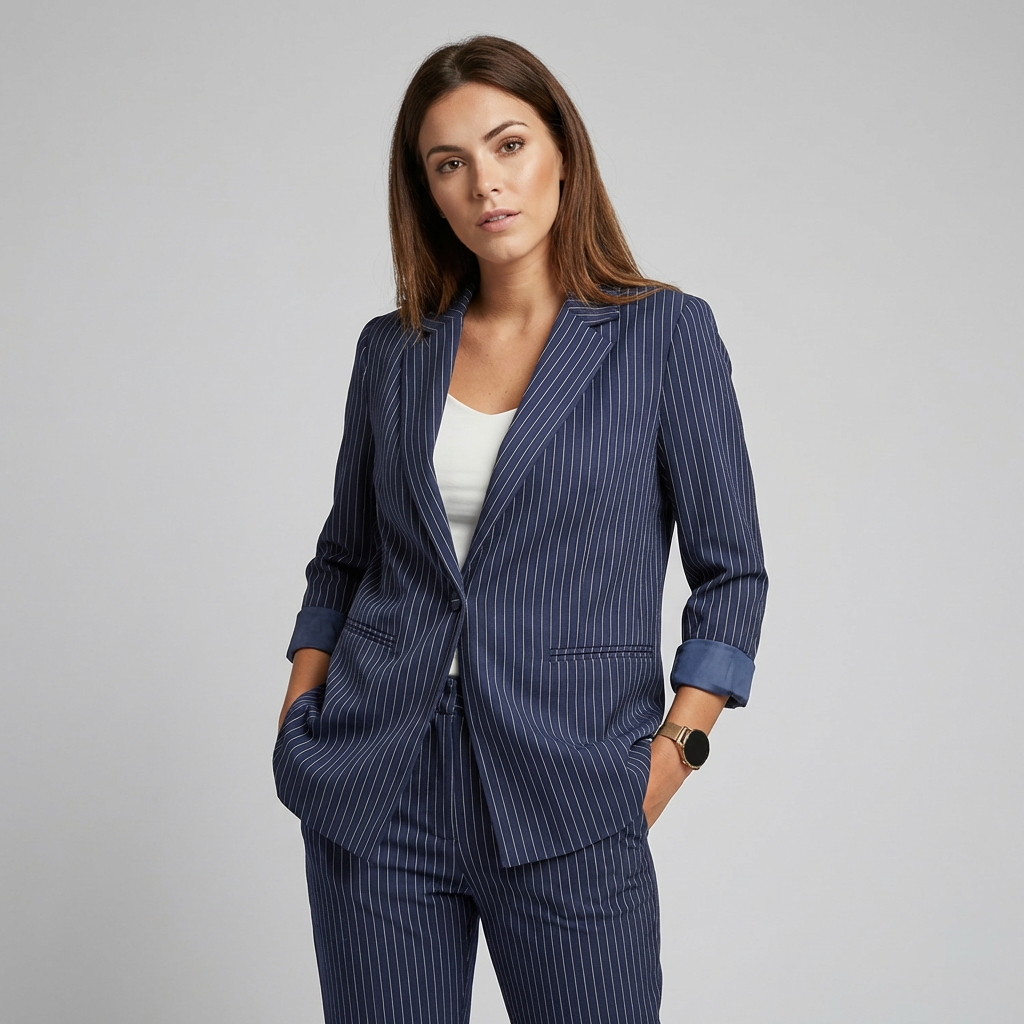 Navy Pinstripe Blazer