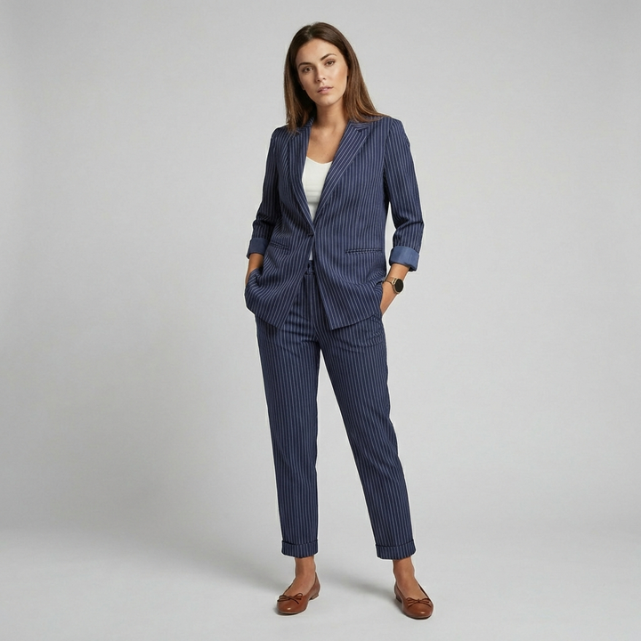 Navy Pinstripe Blazer