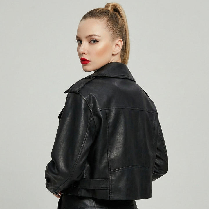 Nylah - Cool Faux Læderjakke til Kvinder