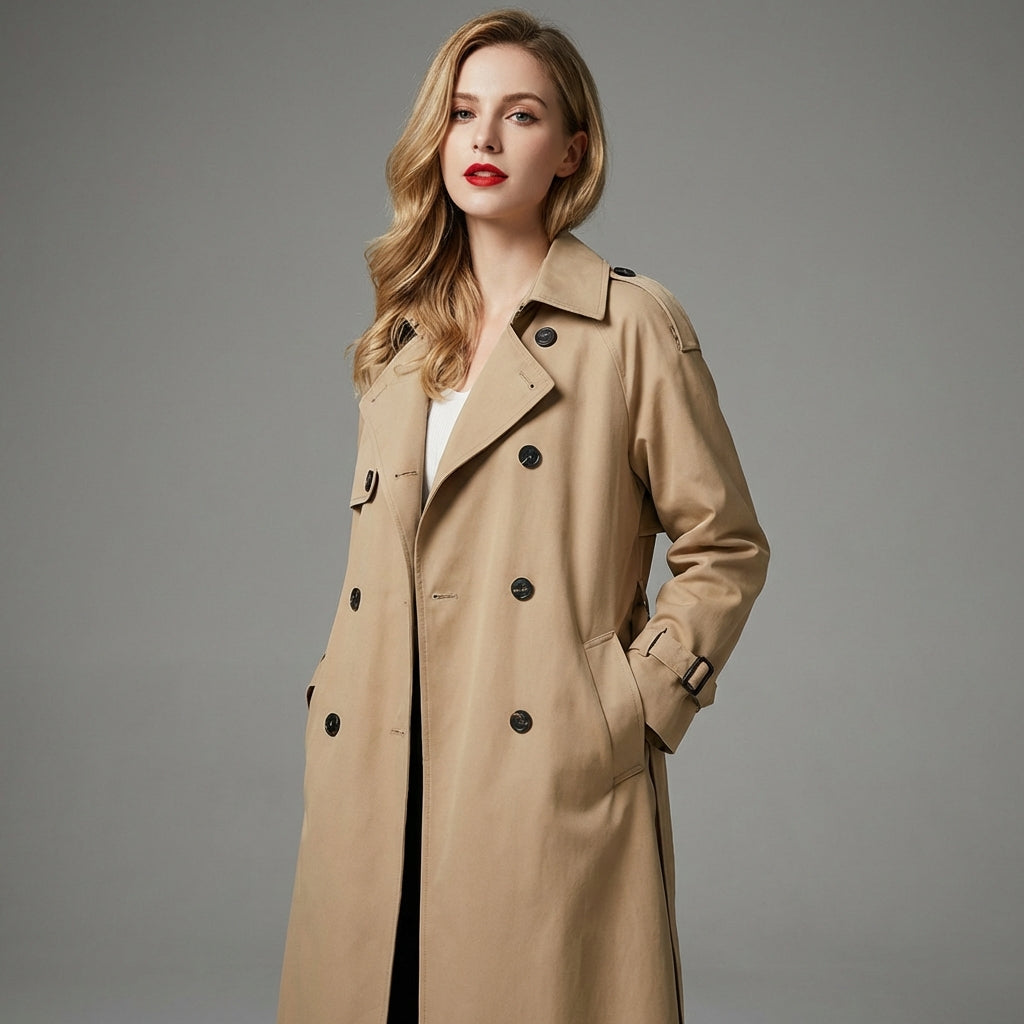 Yael - Klassisk Lang Trenchcoat til Kvinder