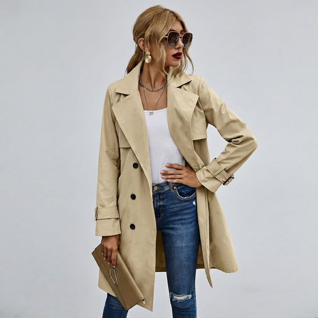 Ariya - Elegant Langærmet Trenchcoat til Kvinder