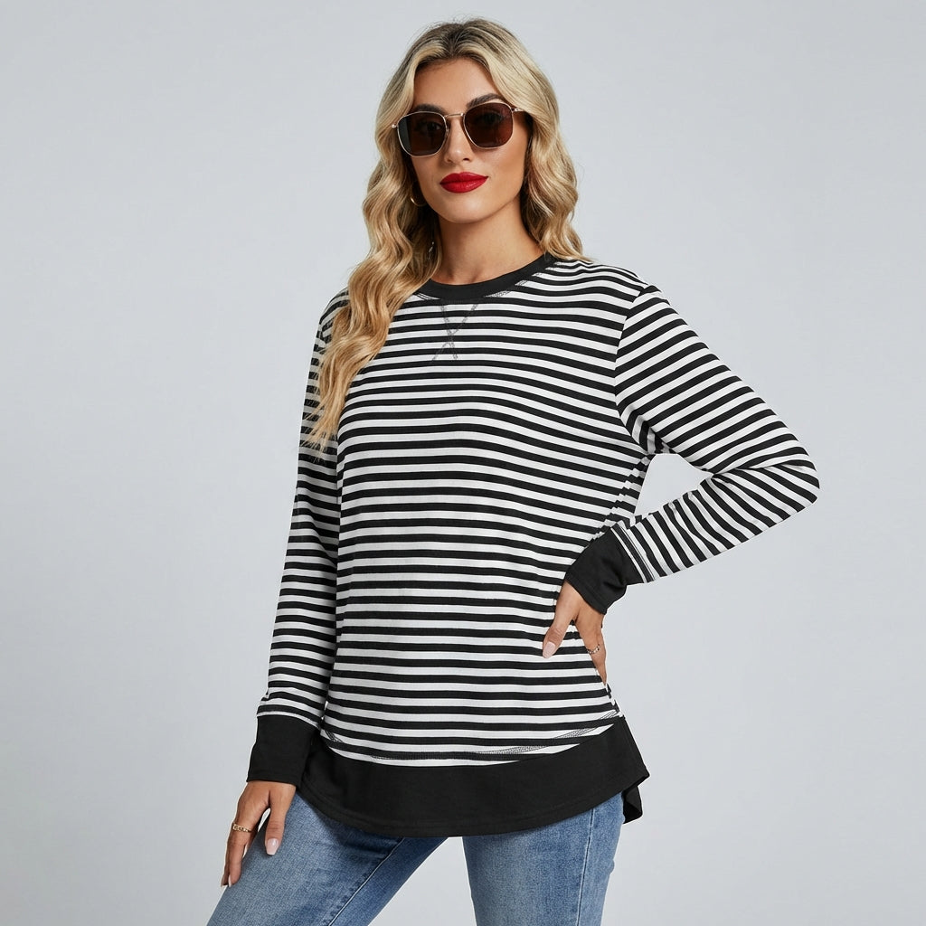 Iesha | Klassisk Stribet Langærmet Sweatshirt til Kvinder