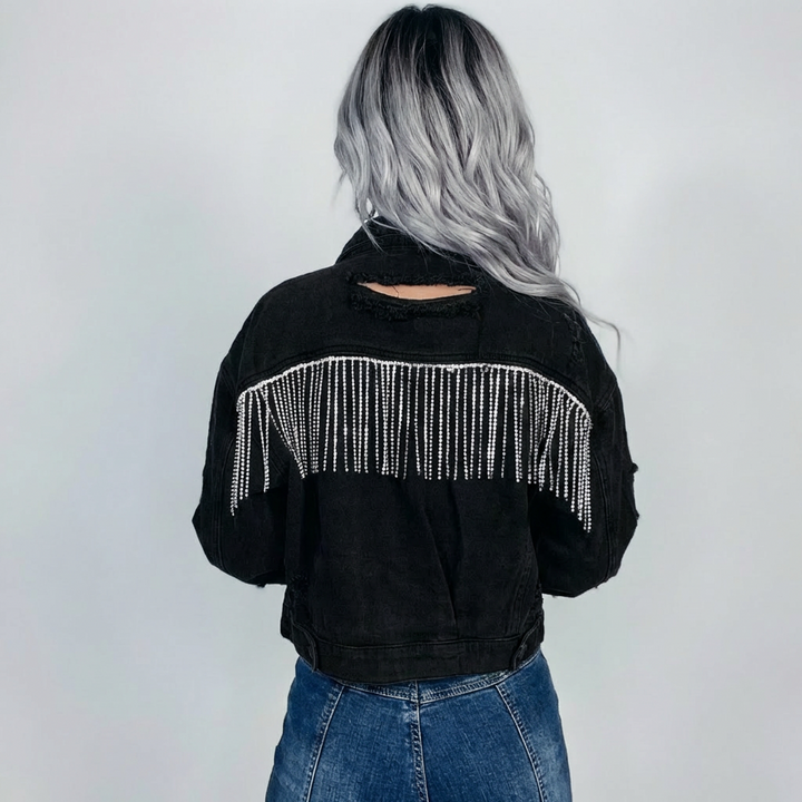 Gretchen - Casual knap-op Tassels Denim Jakke til Kvinder