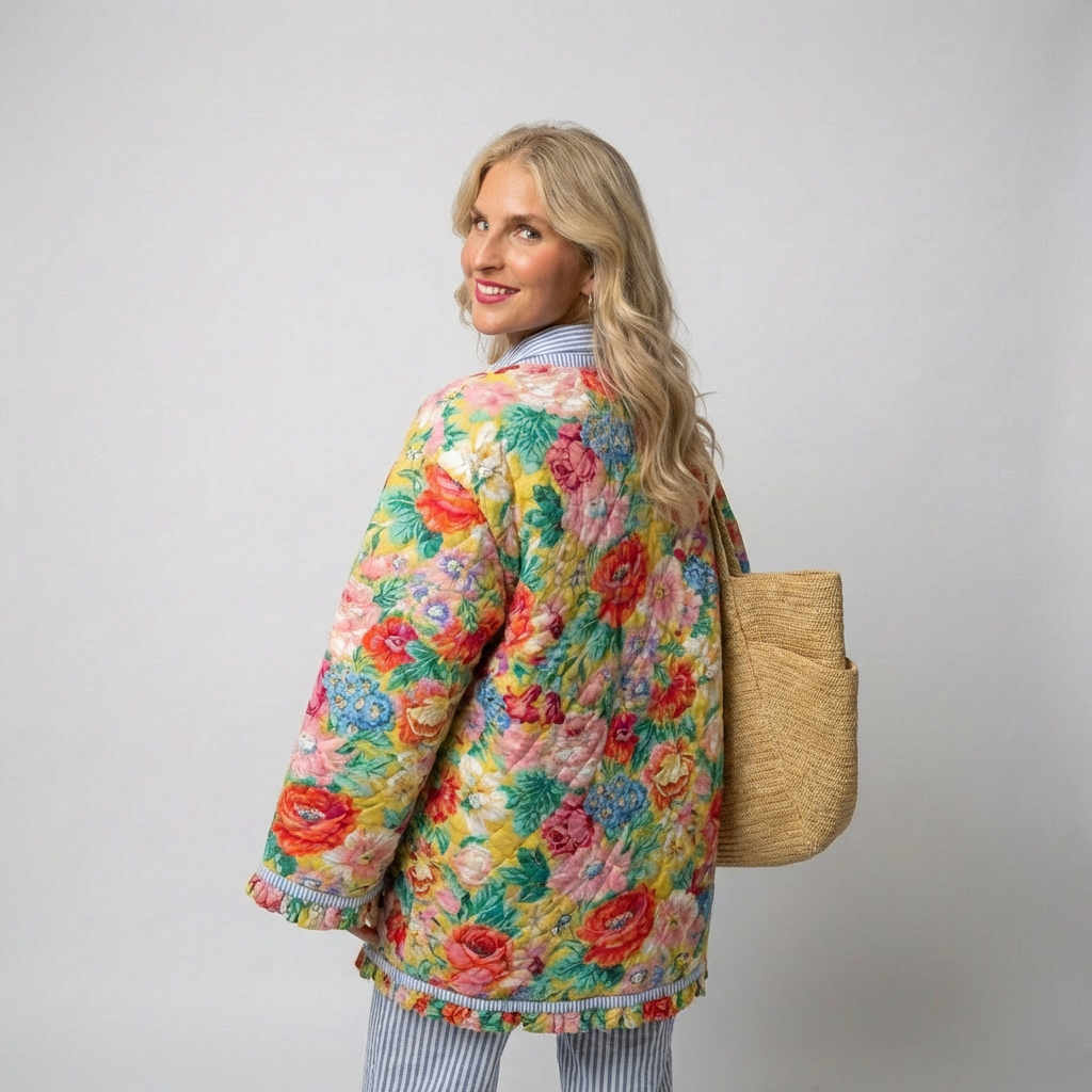 Graciela - Blomstret Quiltet Pufferjakke