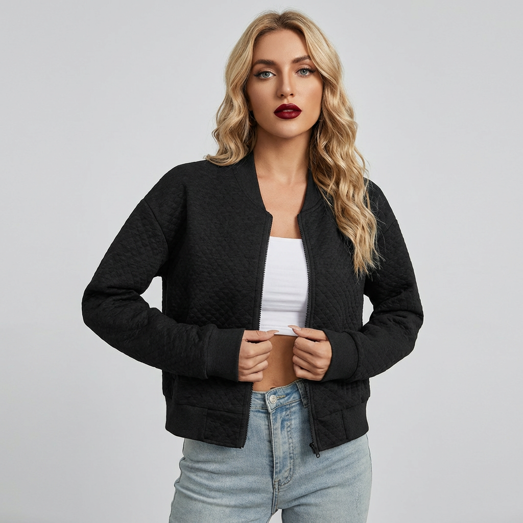 Gina - Stilfuld Kvinde Bomberjakke i Quiltet Design