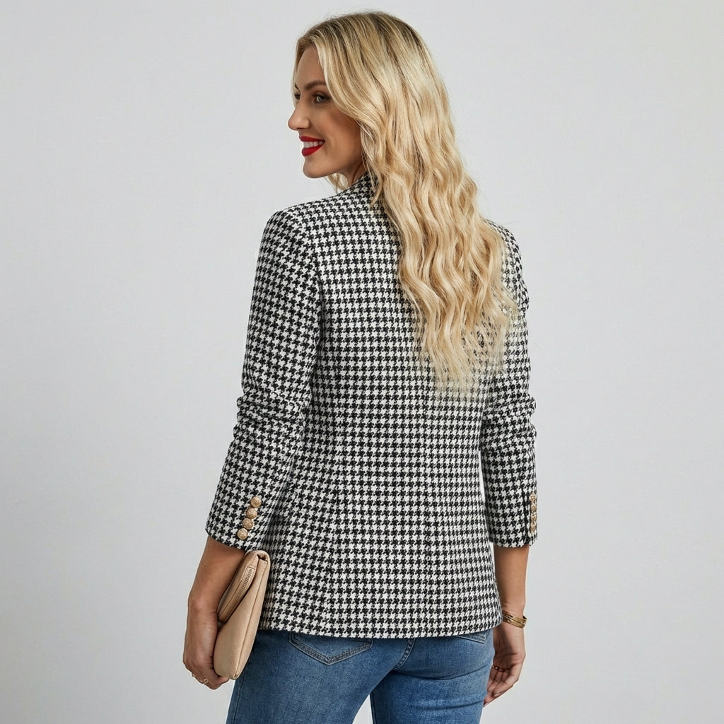 Colett - Dobbeltknappet Houndstooth Blazer