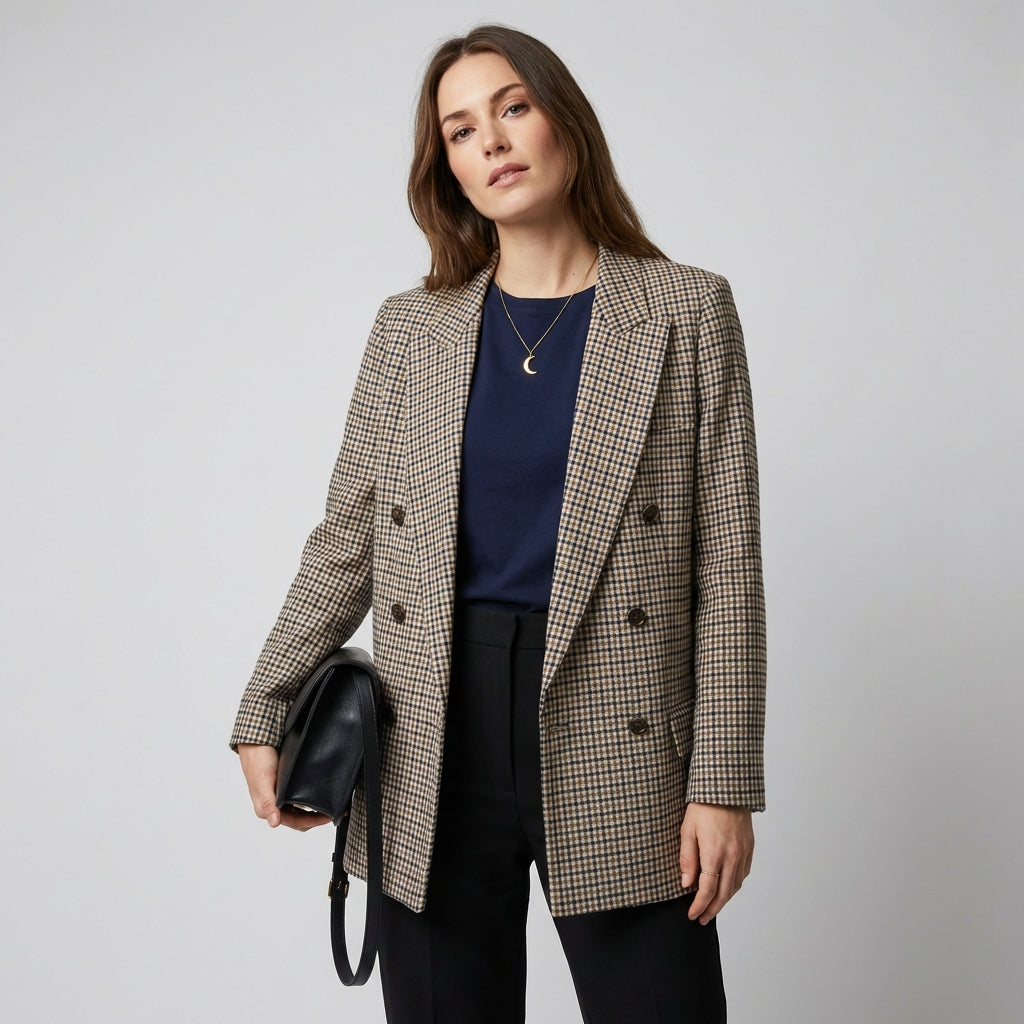 Rosetti - Vintage Dobbeltknappet Plaid Blazer