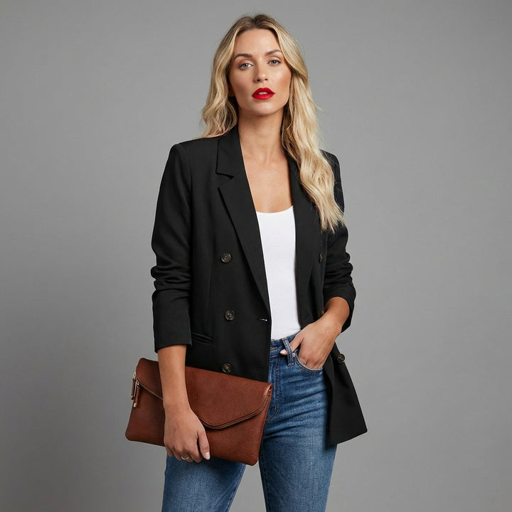 Cassandra - Klassisk Sort Blazer til Kvinder