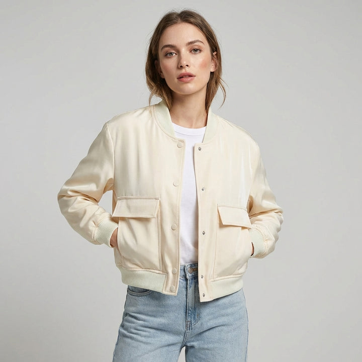 Retro jakke til kvinder – Oversized jakke med store lommer og knaplukning