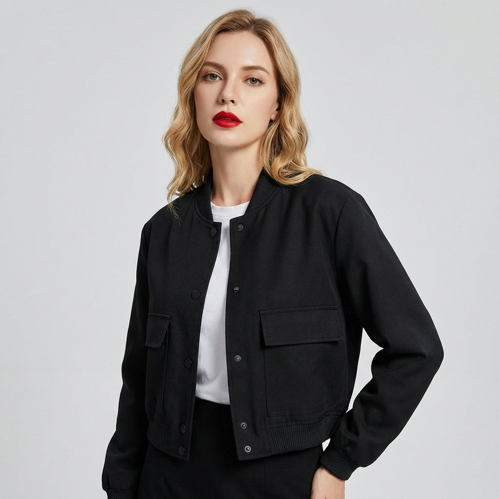 Bomberjakke til kvinder – Let streetwear jakke med store lommer