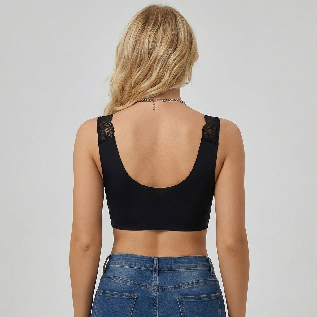 Sæt af 2 Dame-BH'er med Frontlukning og Blonde Detaljer – Komfort Møder Elegance