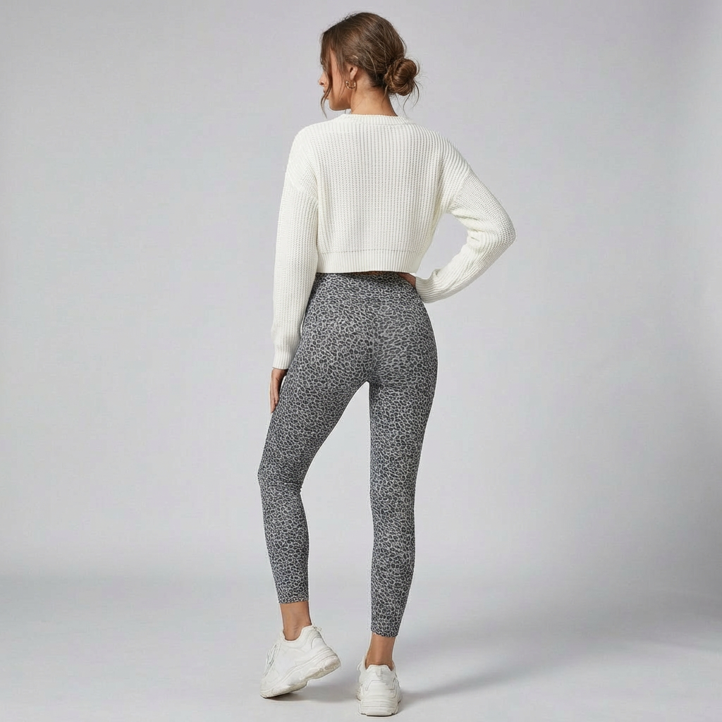 Leopard Print Højtaljede Leggings til Kvinder