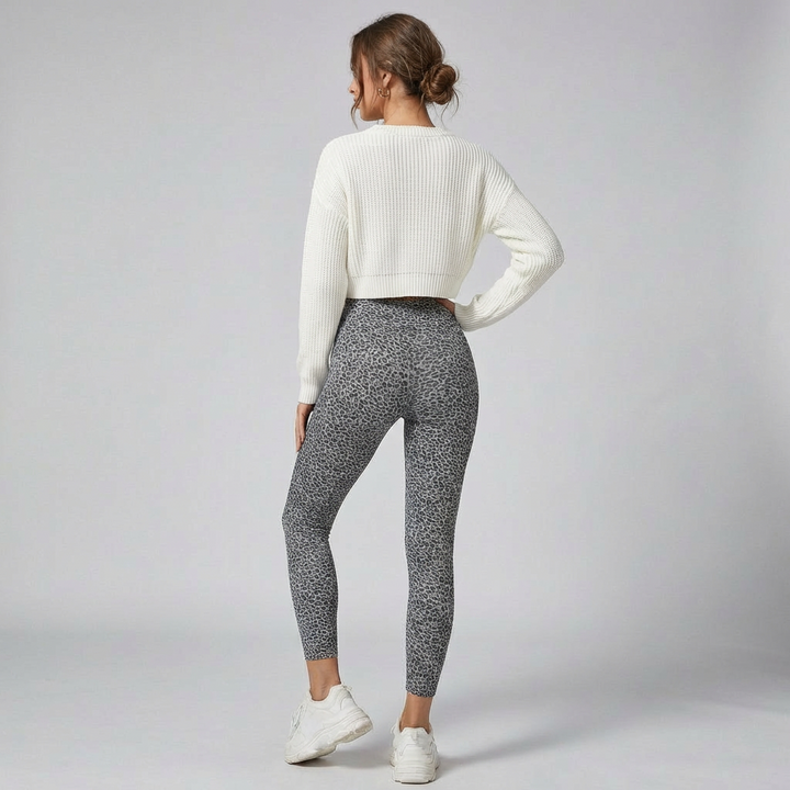 Leopard Print Højtaljede Leggings til Kvinder