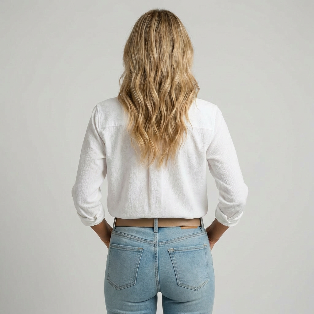 Stribet Bluse med Flæsedetaljer til Kvinder