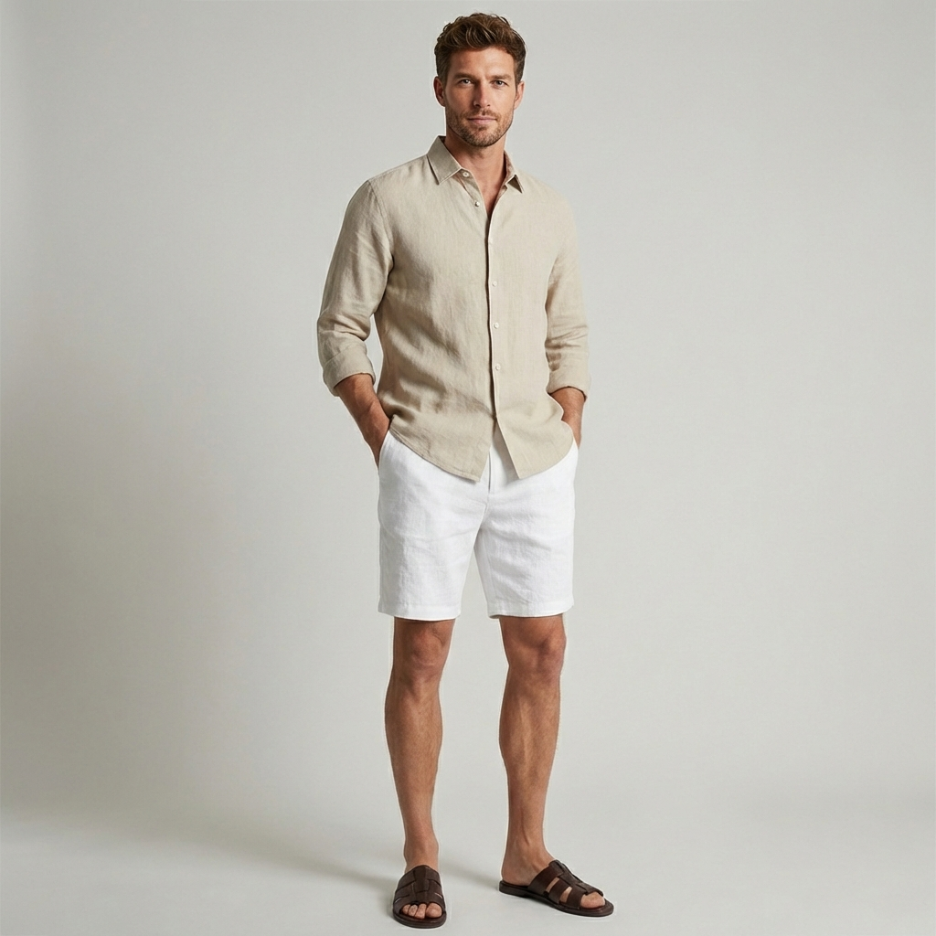 Afslappede herreshorts i hør til sommerdage