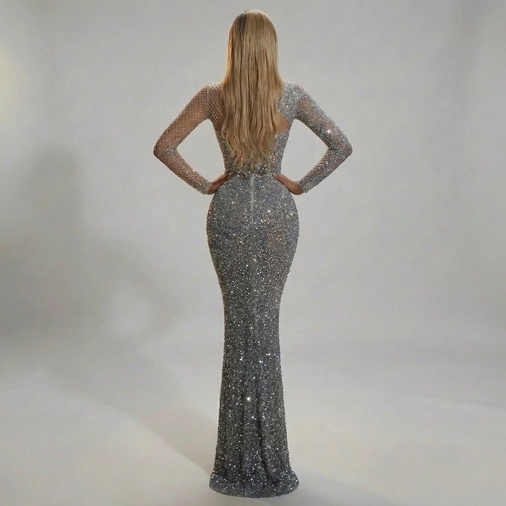 Elegant off-shoulder-kjole med pailletter