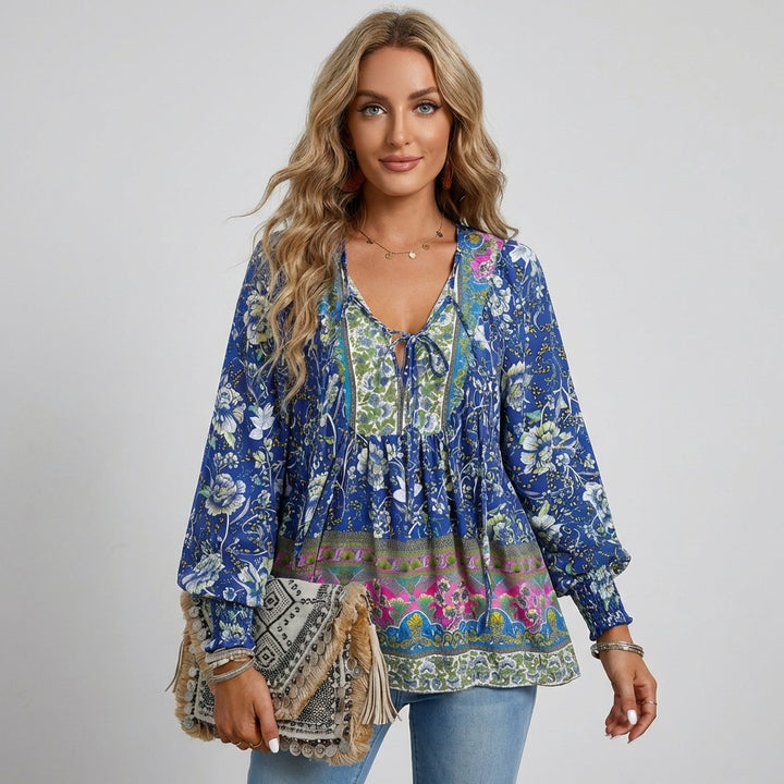 Damebluse med blomsterprint