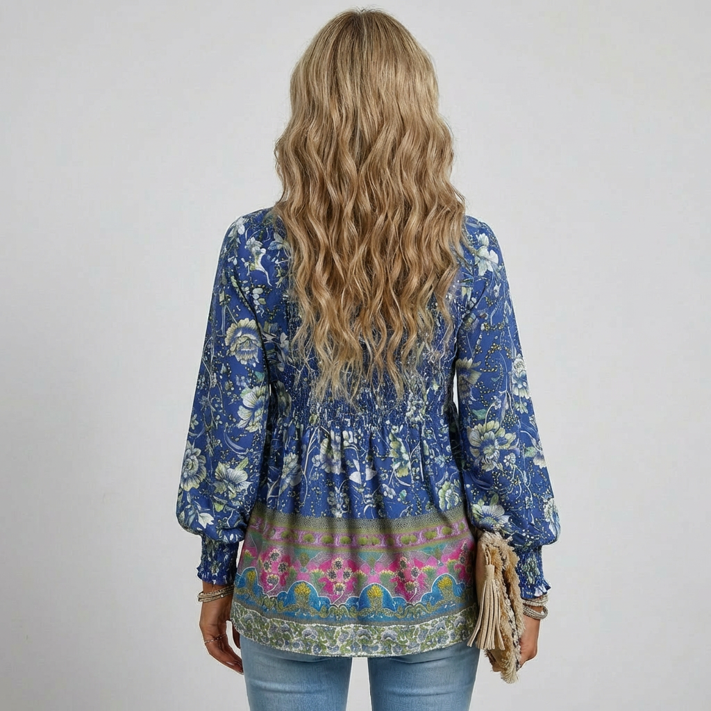 Damebluse med blomsterprint