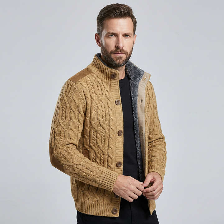 Herrecardigan med plysfor