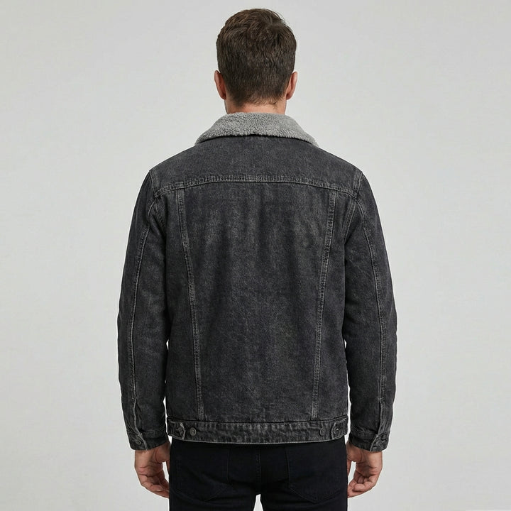 Herre Fleece-foret Denim Jakke Udsalgspris