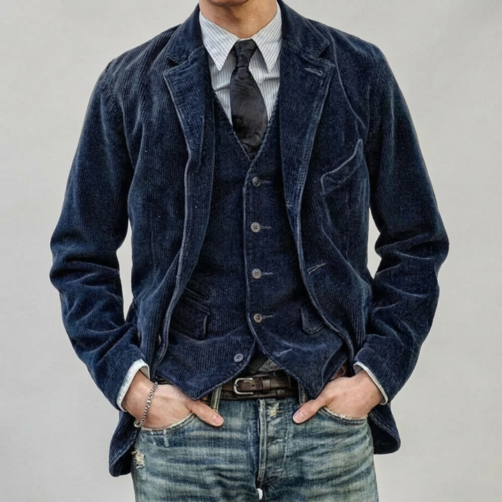 Stilfuldt vintage blazer- og veste-sæt