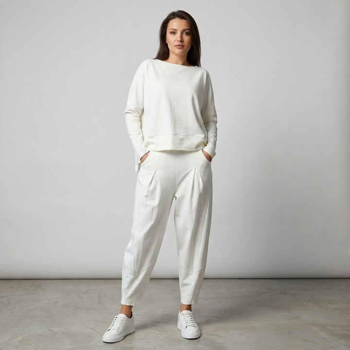 Kvinders Jumpsuit med Kold Skulder og Bred Ben Bukser