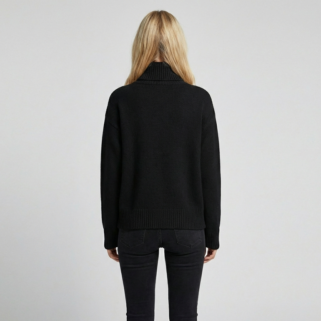 Kvinders Turtleneck Sweater med Lange Ærmer og Ribbet Tekstur