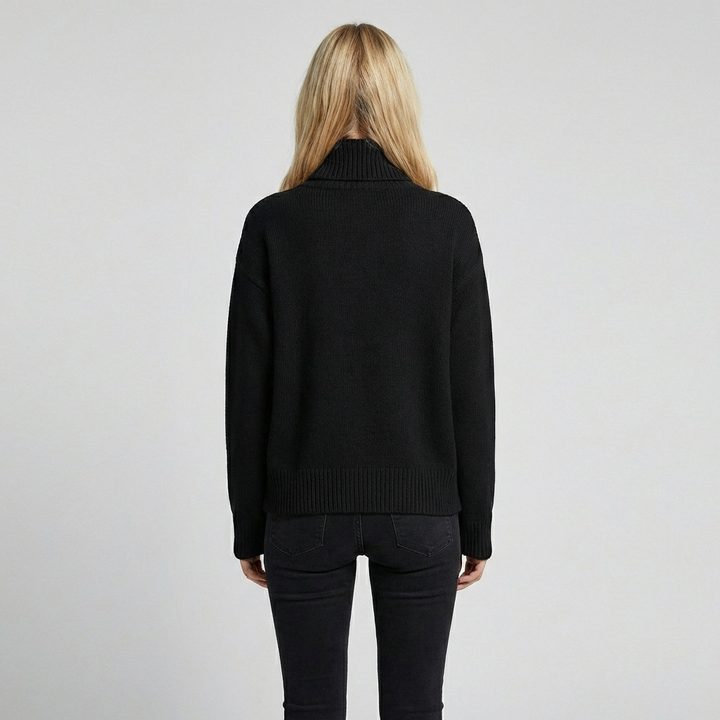 Kvinders Turtleneck Sweater med Lange Ærmer og Ribbet Tekstur