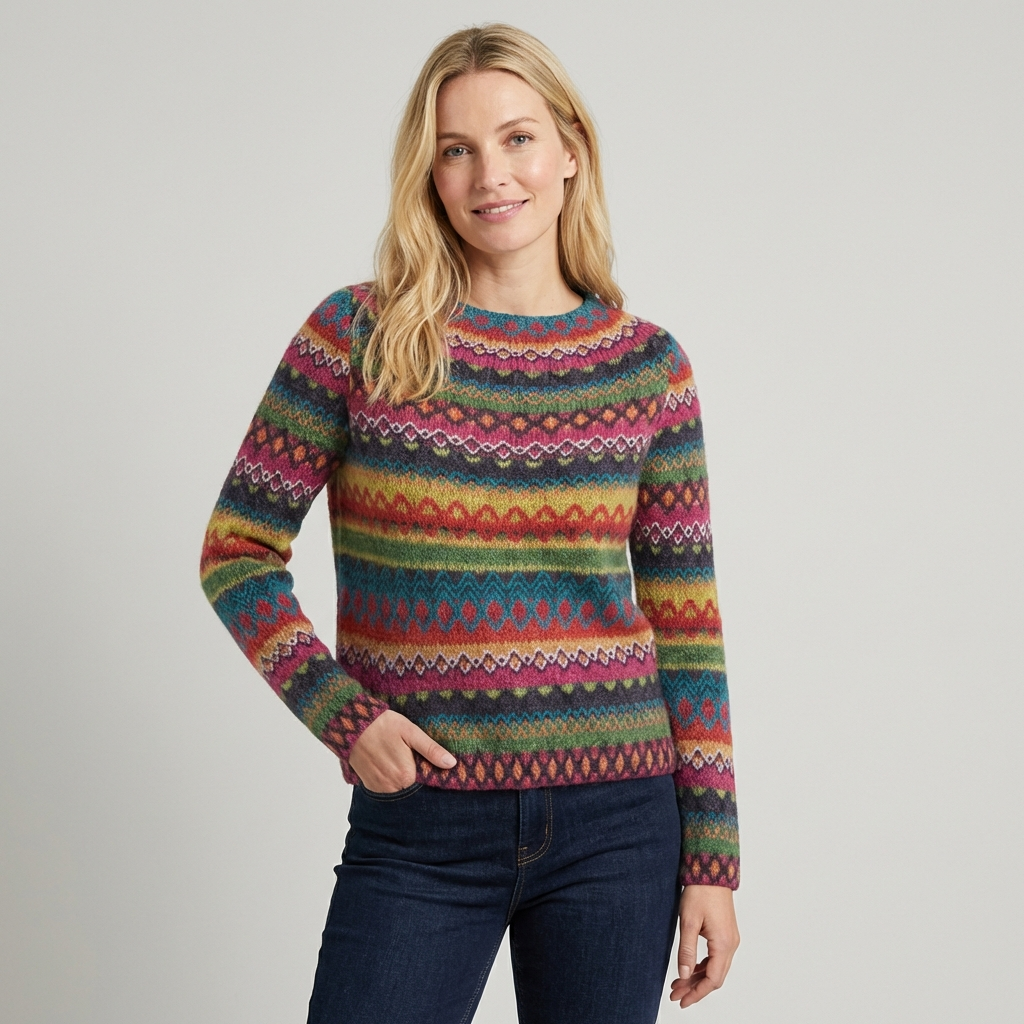 Kvinders Strikket Sweater med Rund Hals