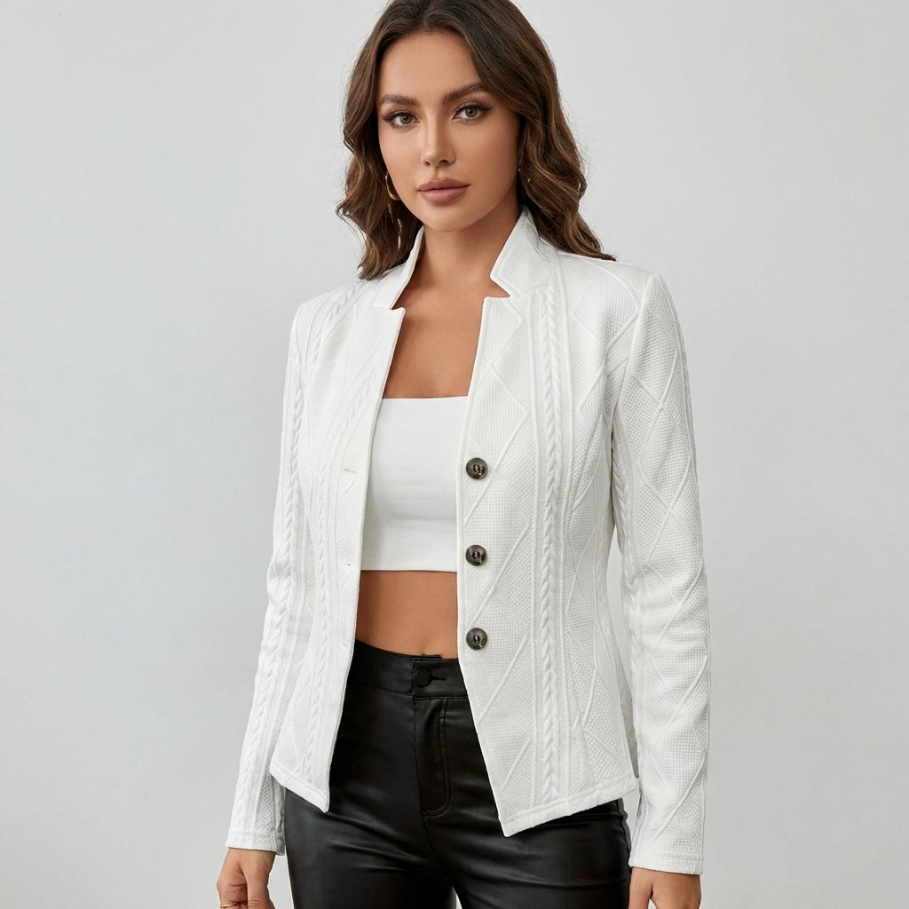 Kvinders Blazer med Slå-krave og Knaplukning