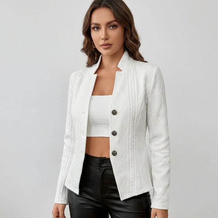 Kvinders Blazer med Slå-krave og Knaplukning