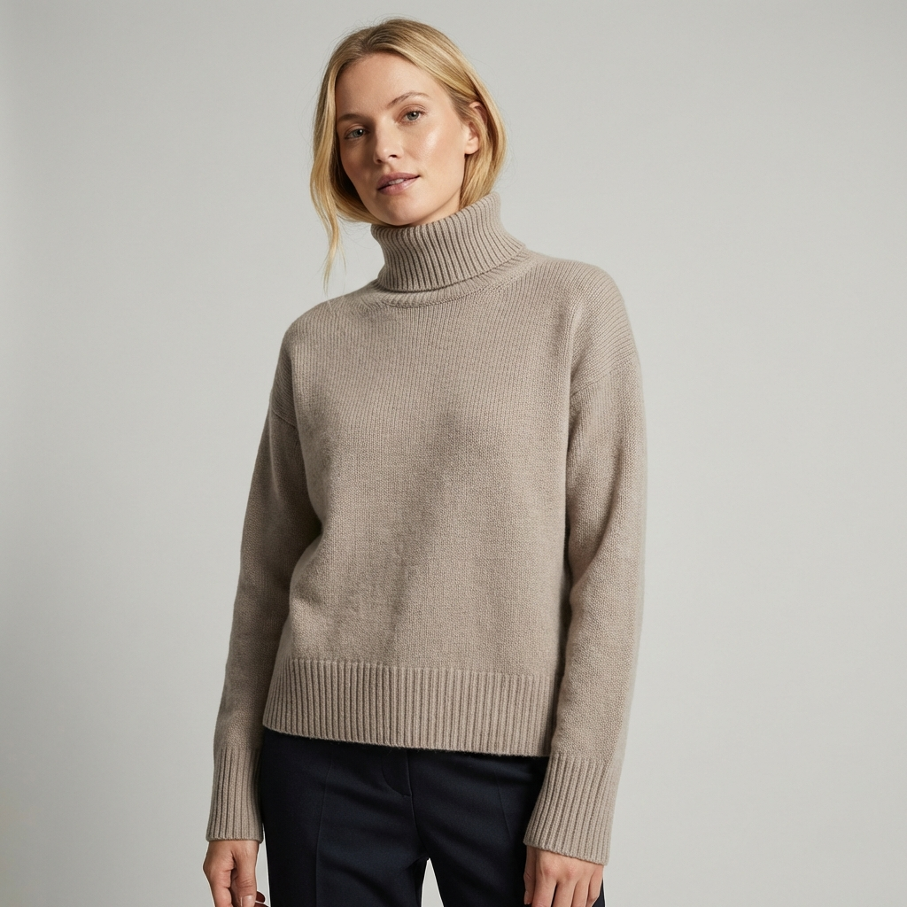 Kvinders Oversized Højhalset Sweater – Afslappet Striklag