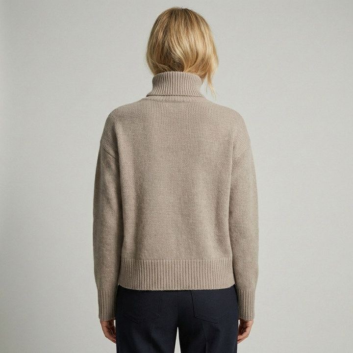 Kvinders Oversized Højhalset Sweater – Afslappet Striklag