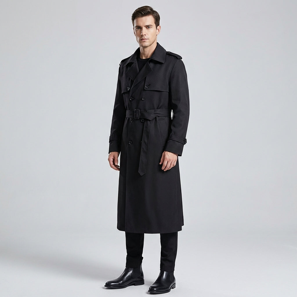 Herre Over Knæet Bælte Trench Coat