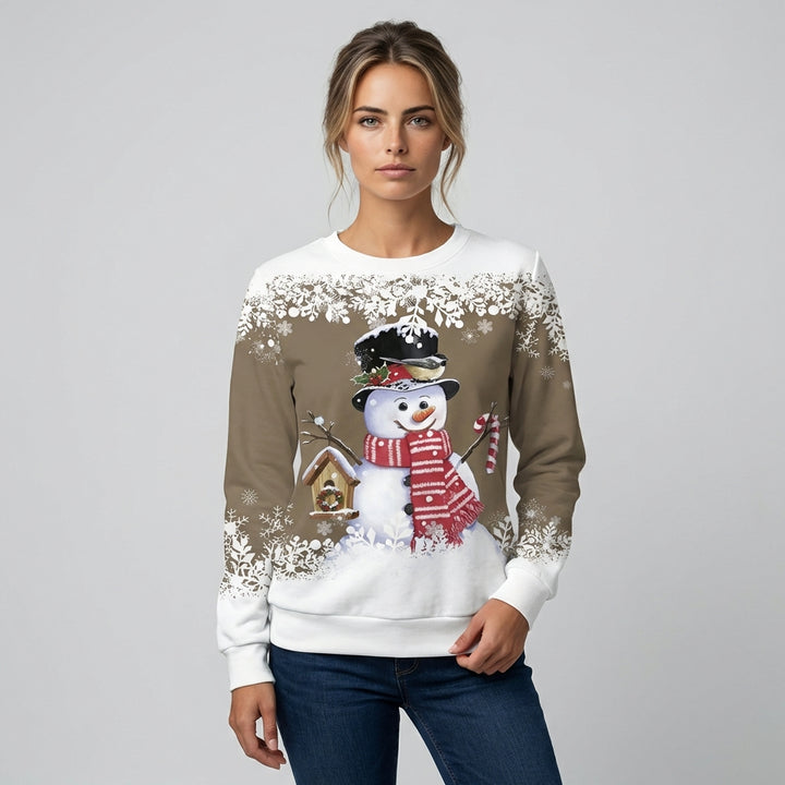 Dame julesweatshirt med snefnugprint