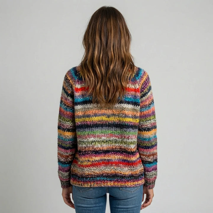Langærmet cardigan med striber til kvinder