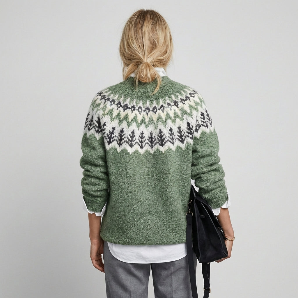Kvinders Ribbet Strik Sweater med Rund Hals