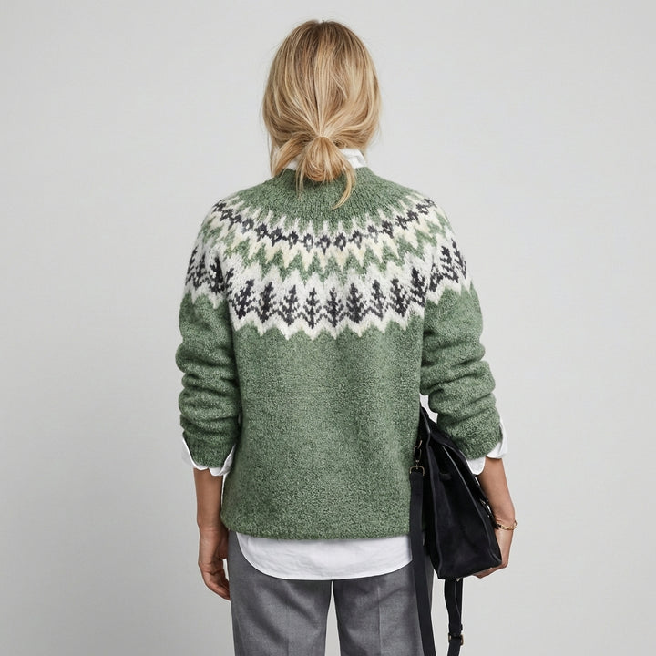 Kvinders Ribbet Strik Sweater med Rund Hals