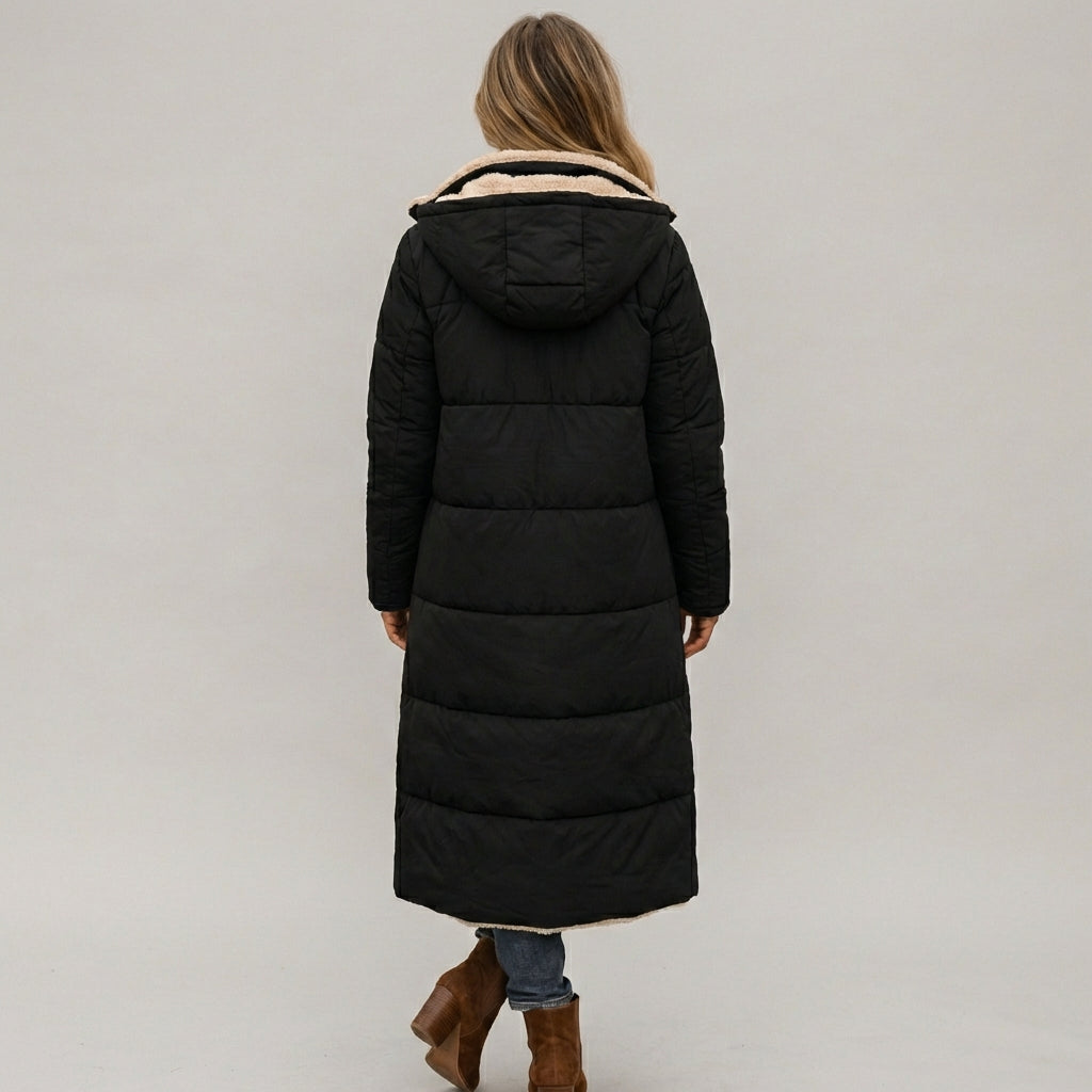 Dame Quilted Frakke med Hætte og Foret Indvendig