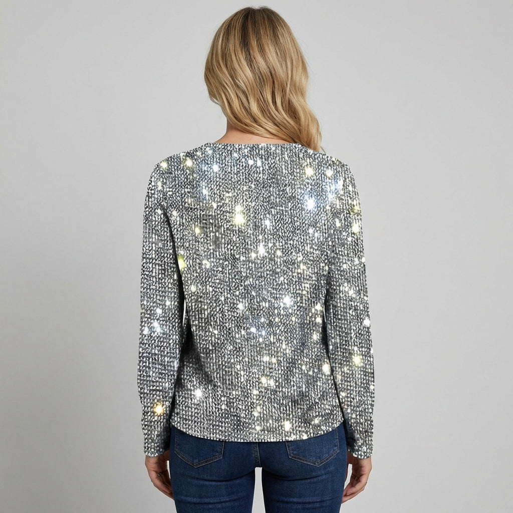 Kvinders V-hals Paillet Sweater