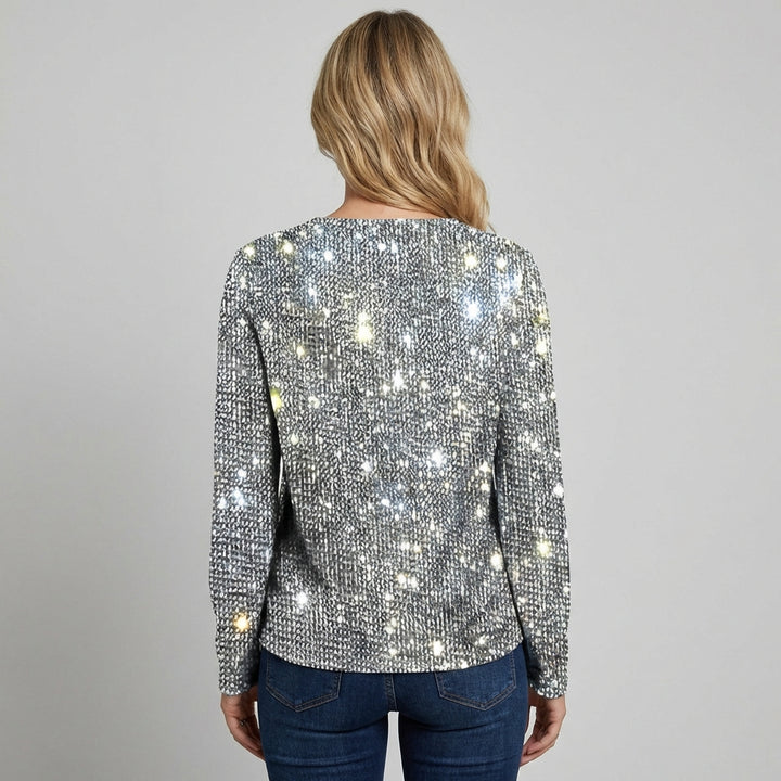 Kvinders V-hals Paillet Sweater