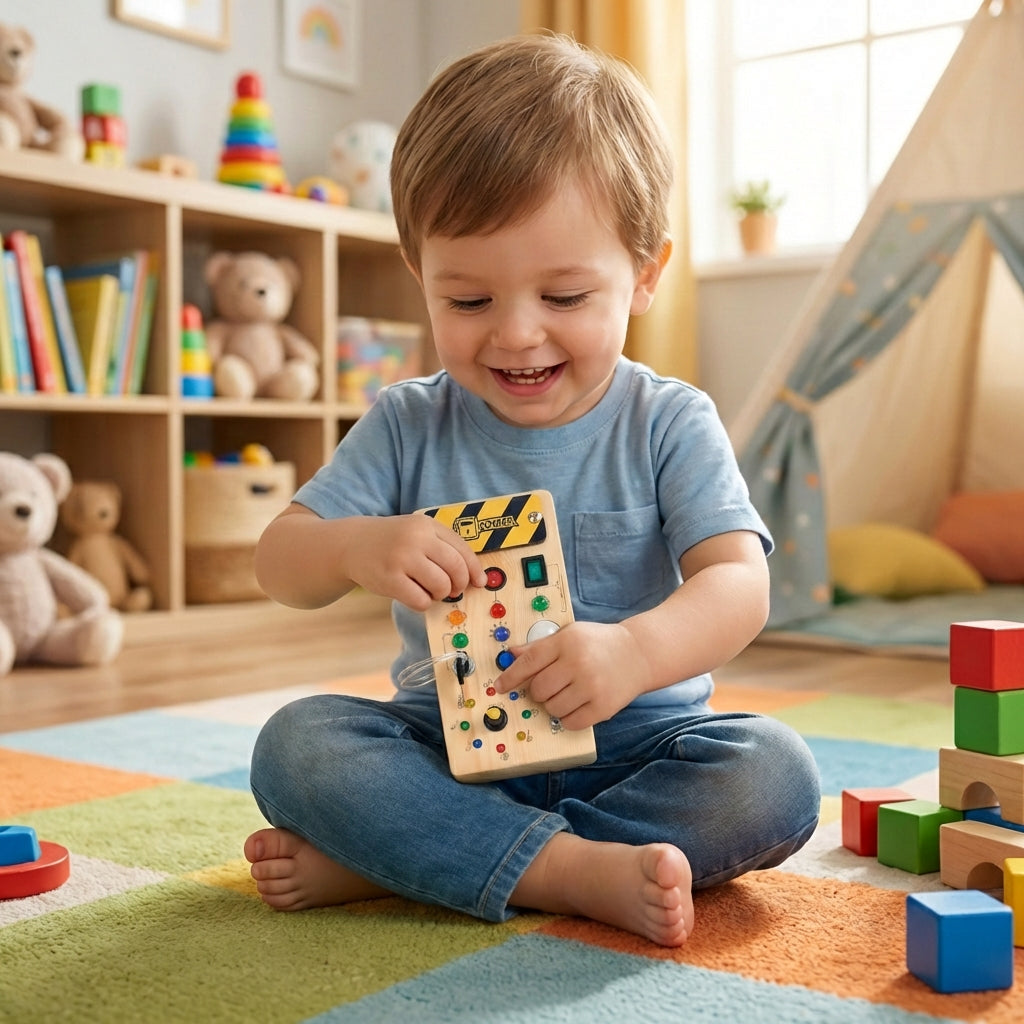 Montessori Busy Board med LED-lys