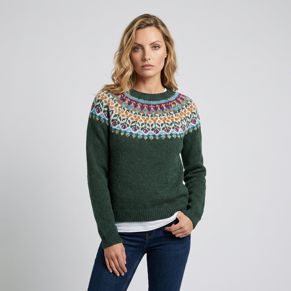 Kvinders sweater med havemønster