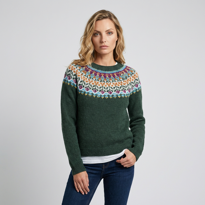 Kvinders sweater med havemønster