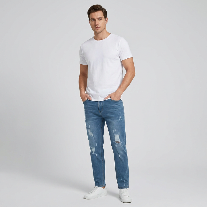 Herrejeans med slim fit og stretch