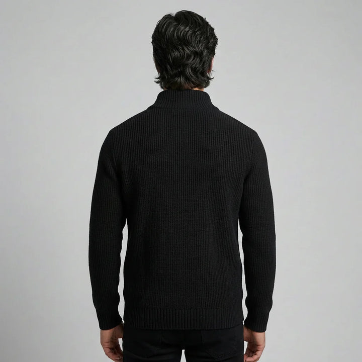 Stilfuld strikket sweater med lynlås til mænd