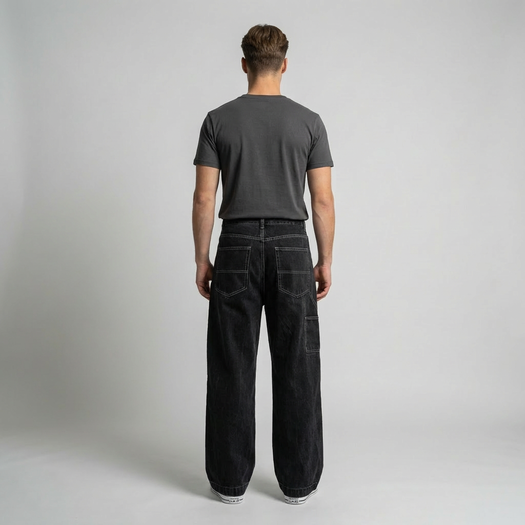 Sorte højtaljede baggy jeans
