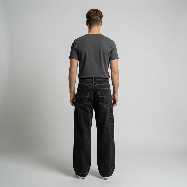 Sorte højtaljede baggy jeans